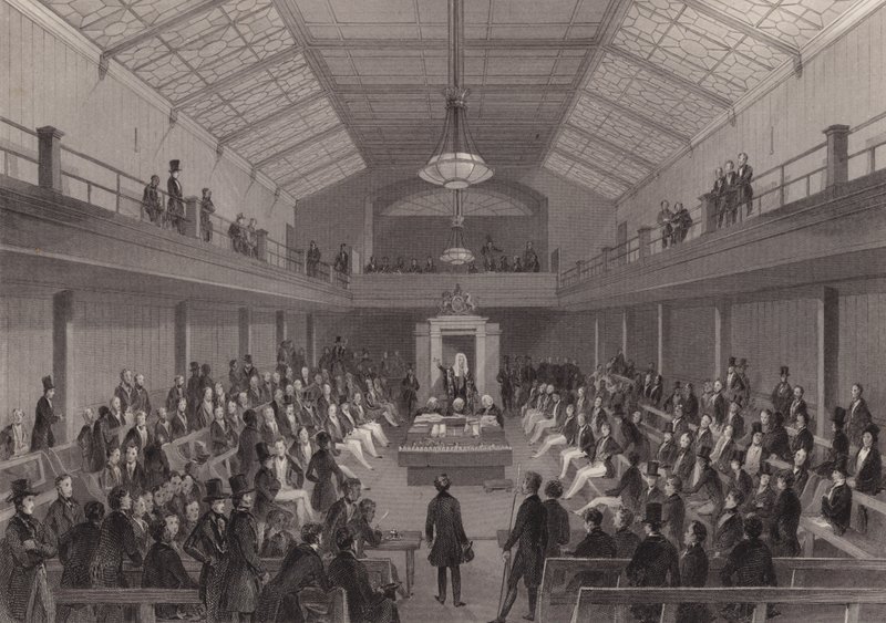 Taleren irettesætter en person i baren i House of Commons, Westminster, London (gravering) af Henry Melville