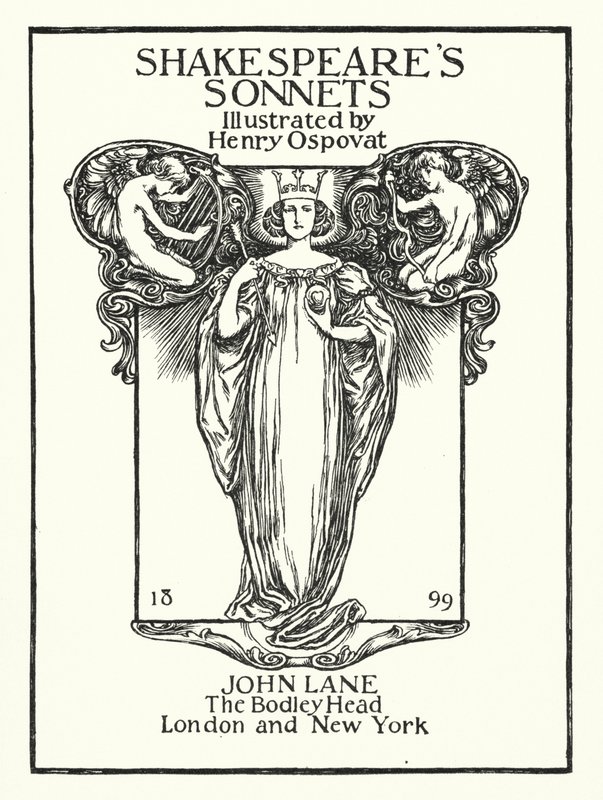 Shakespeares sonetter, titelside (litho) af Henry Ospovat