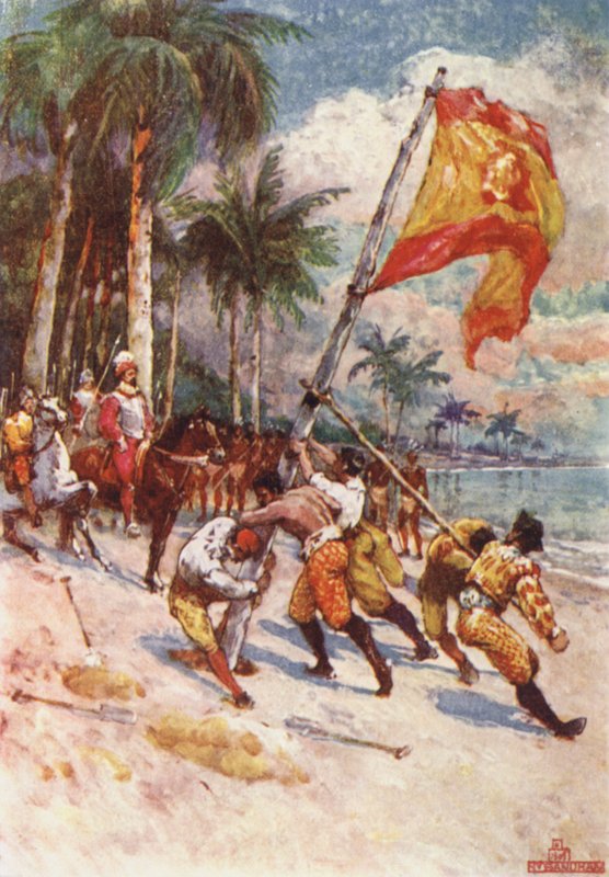 Hoisting the Spanish Flag, the First Flag in Florida af Henry Sandham