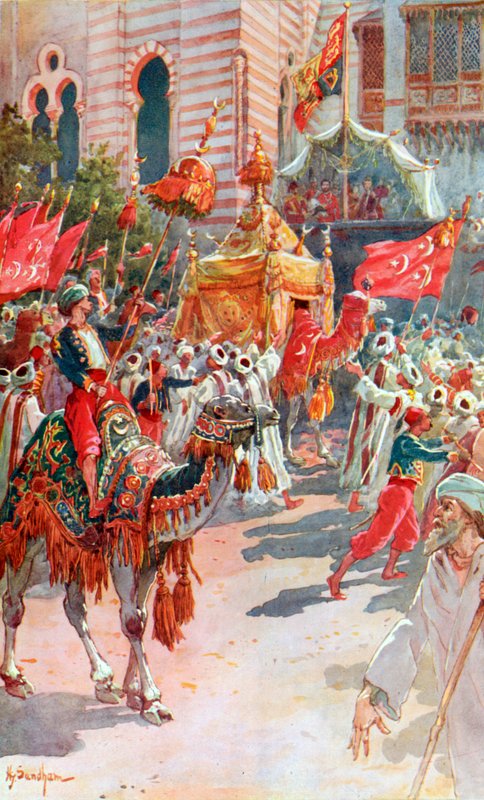 Processionen af de hellige tæpper forbi prinsen og prinsessen af Wales i Kairo den 5. februar 1869 af Henry Sandham