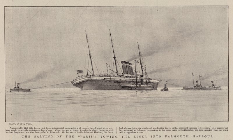 The Salving of the Paris, bugsering af Liner ind i Falmouth Harbor af Henry Scott Tuke