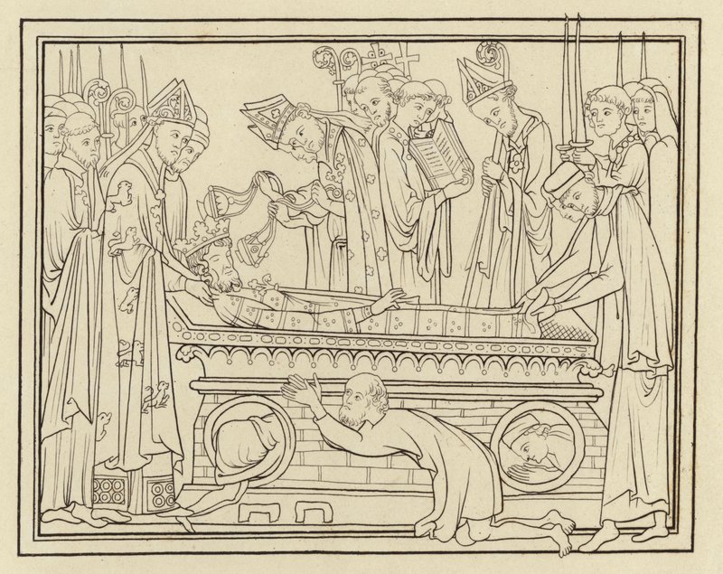 Begravelse af Edward The Confessor, omkring midten af det 13. århundrede af Henry Shaw