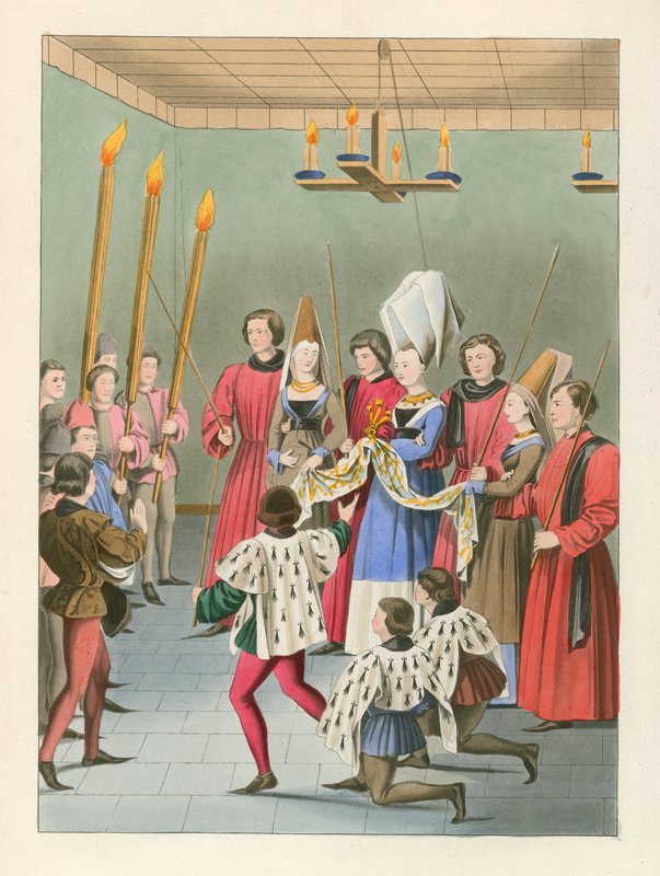 The Lady of the Tournament, der leverer prisen, c 1450 af Henry Shaw