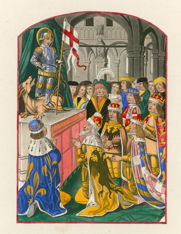 Europas suveræner tilbeder St. George, slutningen af det 15. århundrede af Henry Shaw