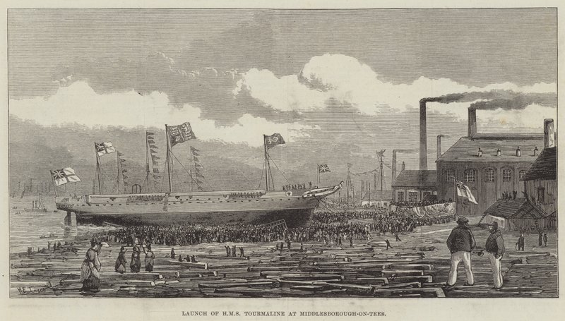 Lancering af HMS Tourmaline på Middlesborough-on-Tees af Henry Spernon Tozer
