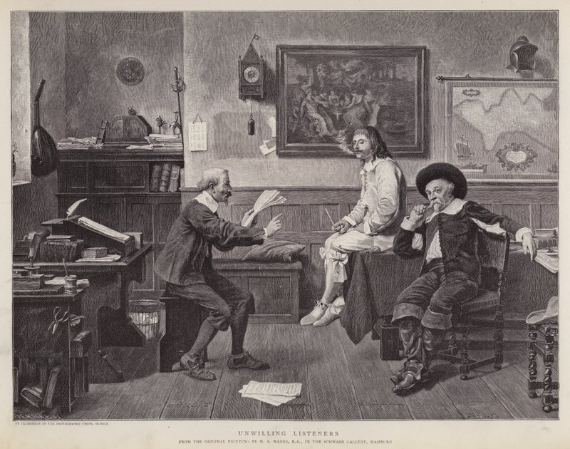 Uvillige lyttere (litho) af Henry Stacey (after) Marks