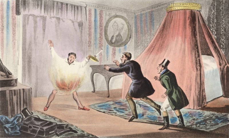 "D--n denne hikke!" (litografi) af Henry Thomas (after) Alken