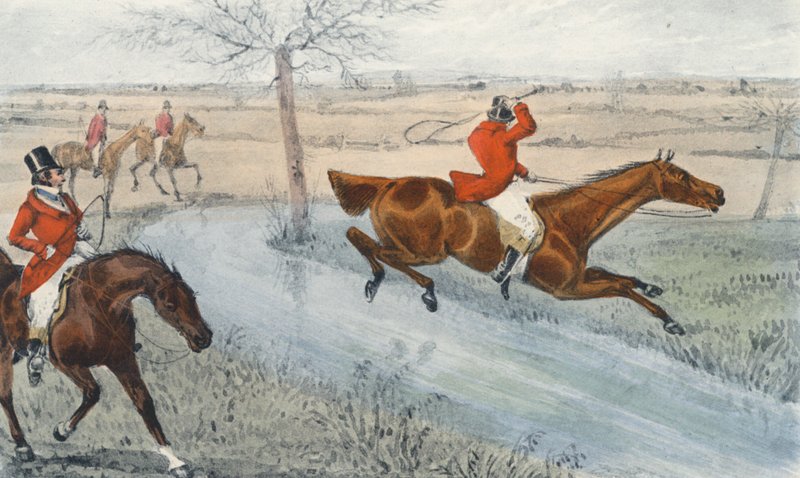 Mytton på "Baronet" klarer ni meter vand (litografi) af Henry Thomas (after) Alken