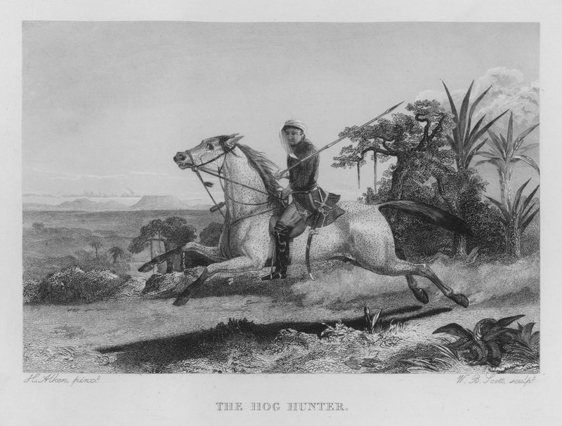 The Hog Hunter (gravering) af Henry Thomas (after) Alken