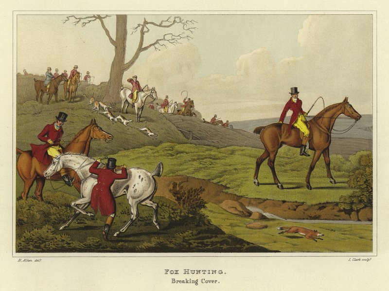 Rævejagt (chromolitho) af Henry Thomas Alken