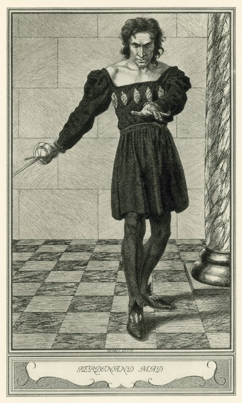 Hertuginden af Malfi af John Webster: Ferdinand Mad (litho) af Henry Weston Keen