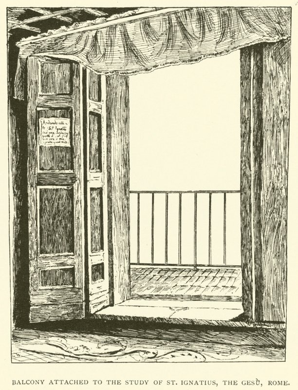 Balkon knyttet til studiet af Skt. Ignatius, Gesu, Rom (gravering) af Henry William Brewer