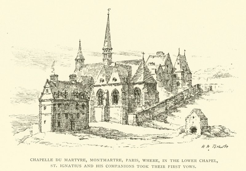 Chapelle du Martyre, Montmartre, Paris, hvor St Ignatius og hans ledsagere i Nedre Kapel aflagde deres første løfter (gravering) af Henry William Brewer
