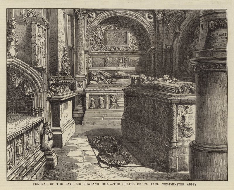 Begravelse af den afdøde Sir Rowland Hill, Chapel of St Paul, Westminster Abbey af Henry William Brewer