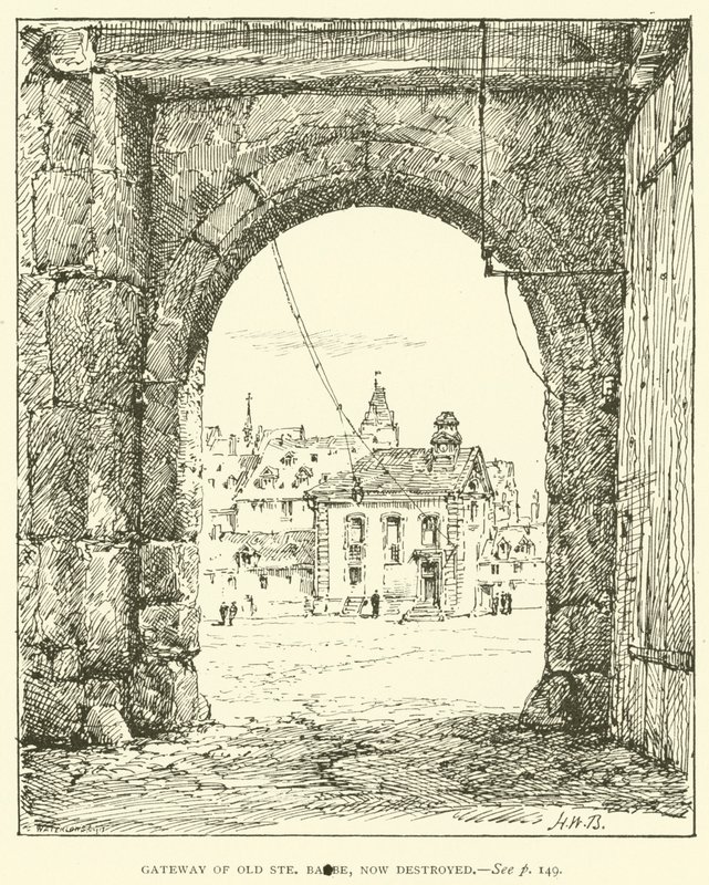Gateway of Old Ste Barbe, nu ødelagt (gravering) af Henry William Brewer