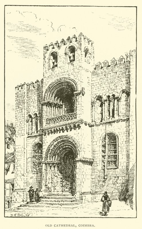 Gamle katedral, Coimbra (gravering) af Henry William Brewer