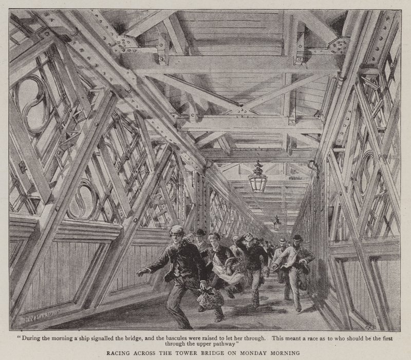 Løb over Tower Bridge mandag morgen af Henry William Brewer