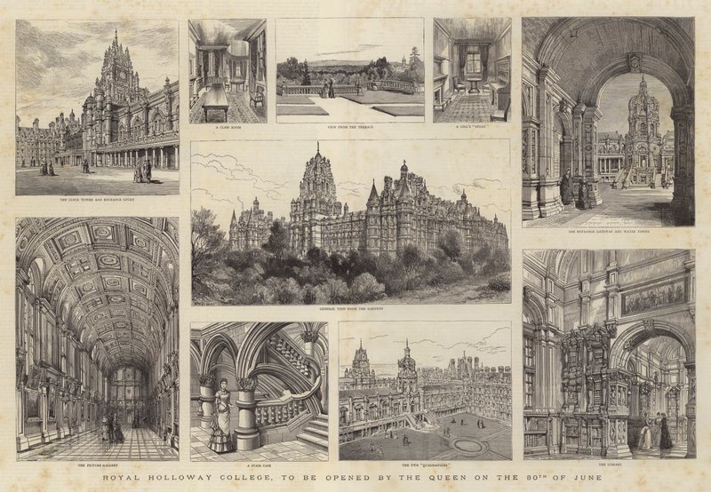 Royal Holloway College, der åbnes af dronningen den 30. juni af Henry William Brewer
