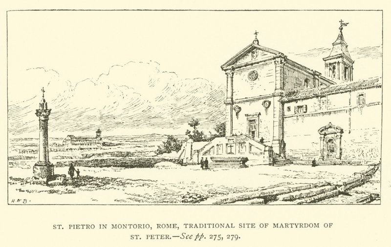St. Pietro i Montorio, Rom, traditionelt sted for Skt. Peters martyrium (gravering) af Henry William Brewer