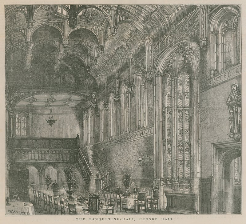 Bankethallen, Crosby Hall, London af Henry William Brewer