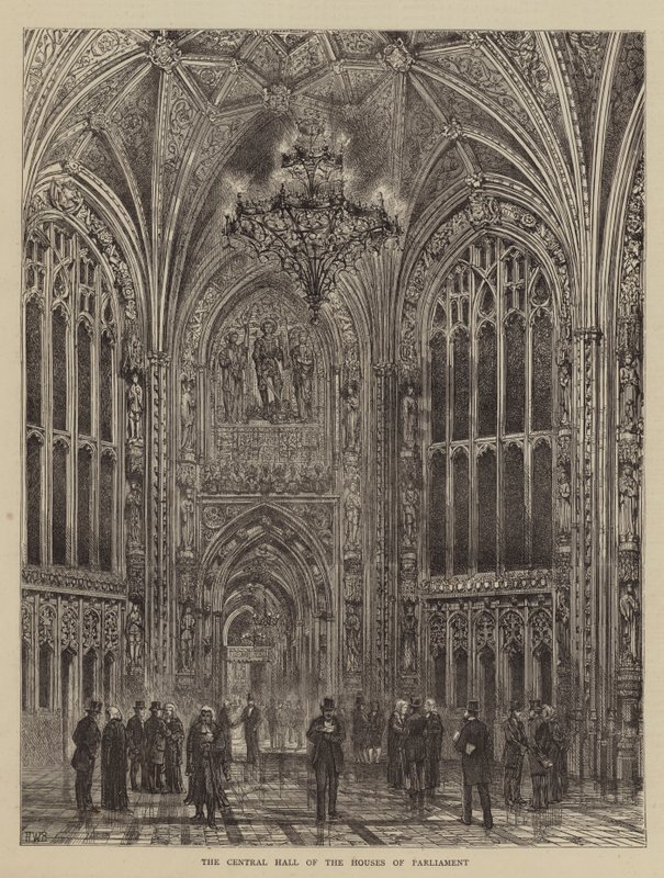 Den centrale sal i parlamentshusene af Henry William Brewer