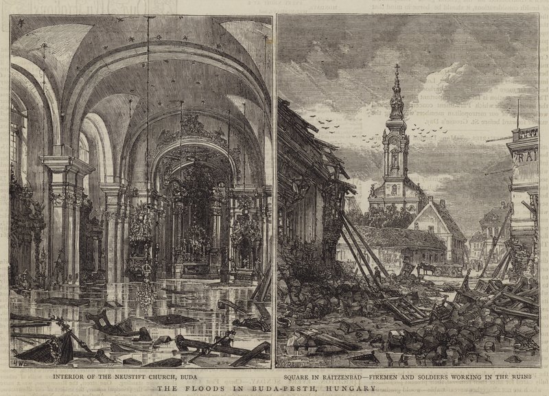 Oversvømmelserne i Buda-Pesth, Ungarn af Henry William Brewer