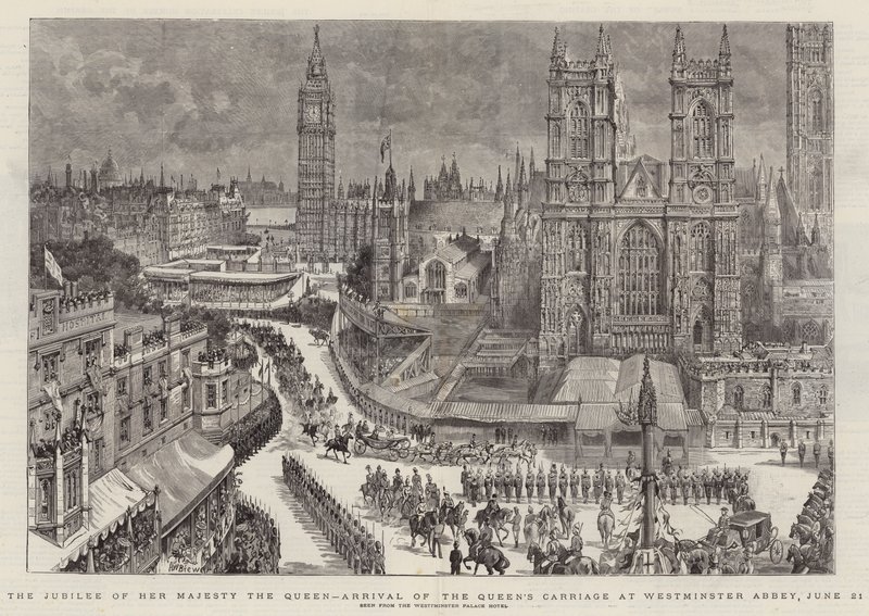 Hendes Majestæt Dronningens jubilæum, Dronningens vogns ankomst til Westminster Abbey, 21. juni af Henry William Brewer