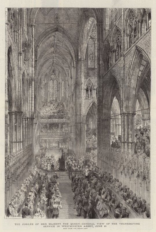 Hendes Majestæt Dronningens jubilæum, General View of Thanksgiving Service i Westminster Abbey, 21. juni af Henry William Brewer