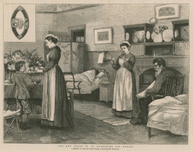 Den nye orden af St. Katherine for sygeplejersker; en skitse i Bouverie Ward, Westminster Hospital af Henry Woods
