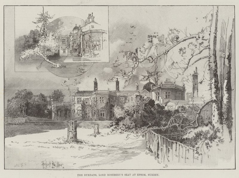 The Durdans, Lord Roseberys sæde i Epsom, Surrey af Herbert Railton