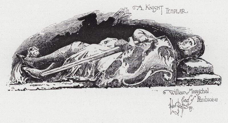 A Knight Templar, William Mareschal, Earl of Pembroke (gravering) af Herbert (after) Railton