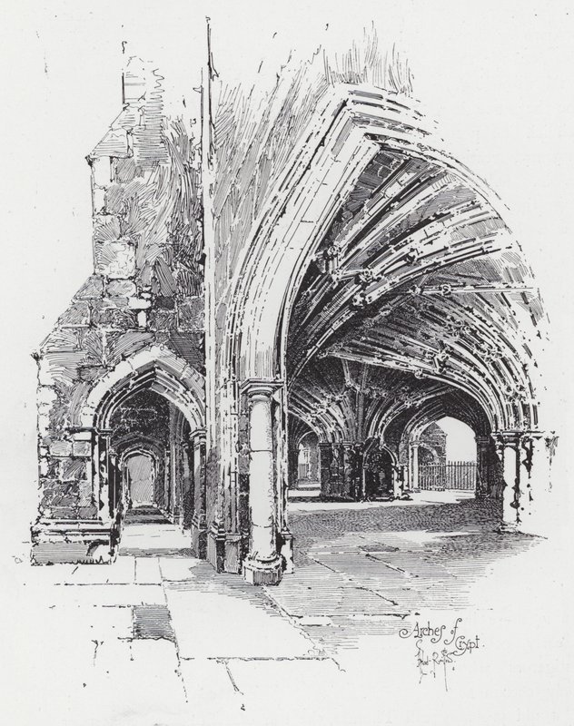 Arches of Crypt (gravering) af Herbert (after) Railton