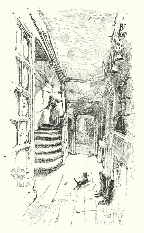 Cheshire Cheese, Fleet Street, London (litho) af Herbert (after) Railton
