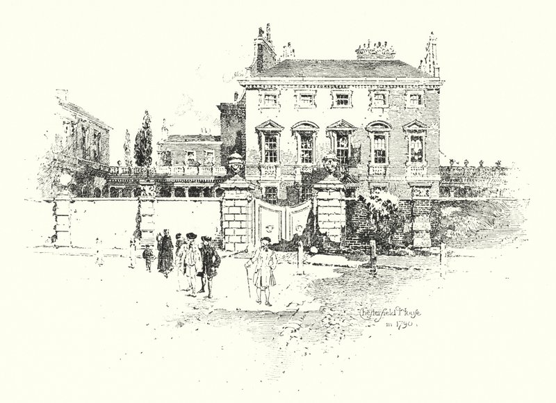 Chesterfield House, London, i 1790 (litho) af Herbert (after) Railton