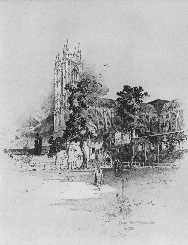 Deans Yard, Westminster, London, i 1730 (litho) af Herbert (after) Railton