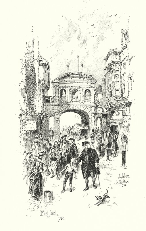 Dr. Johnson, Fleet Street, London, i 1780 (litho) af Herbert (after) Railton