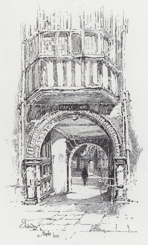 Gateway til Staple Inn (gravering) af Herbert (after) Railton