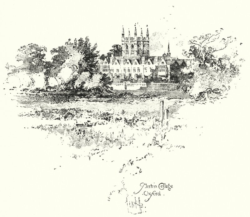 Merton College, Oxford (litho) af Herbert (after) Railton