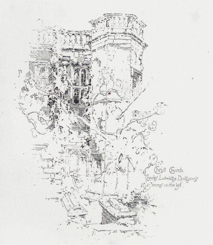 Værelse af den engelske forfatter Charles Lutwidge Dodgson (Lewis Carroll), Christ Church College, Oxford (litho) af Herbert (after) Railton