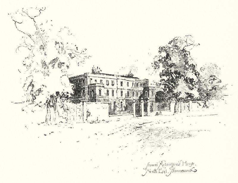 Samuel Richardsons hus, North End, Hammersmith (litho) af Herbert (after) Railton