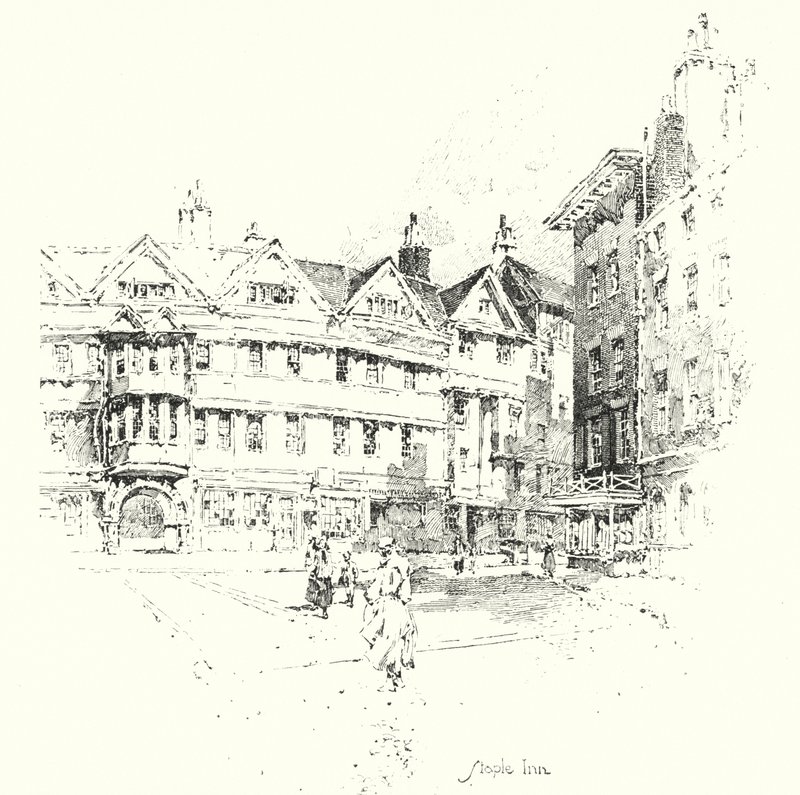 Staple Inn, London (litho) af Herbert (after) Railton