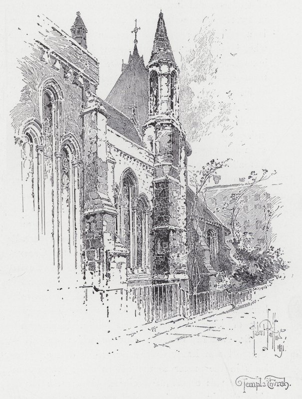 Temple Church (gravering) af Herbert (after) Railton