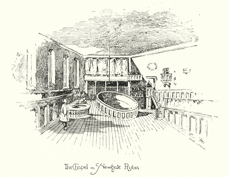 The Chapel, Newgate Prison, London (litho) af Herbert (after) Railton