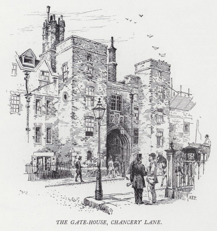 The Gate-House, Chancery Lane (gravering) af Herbert (after) Railton