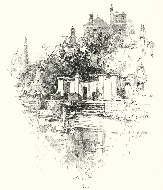 Temple Stairs, London, i 1790 (litho) af Herbert (after) Railton