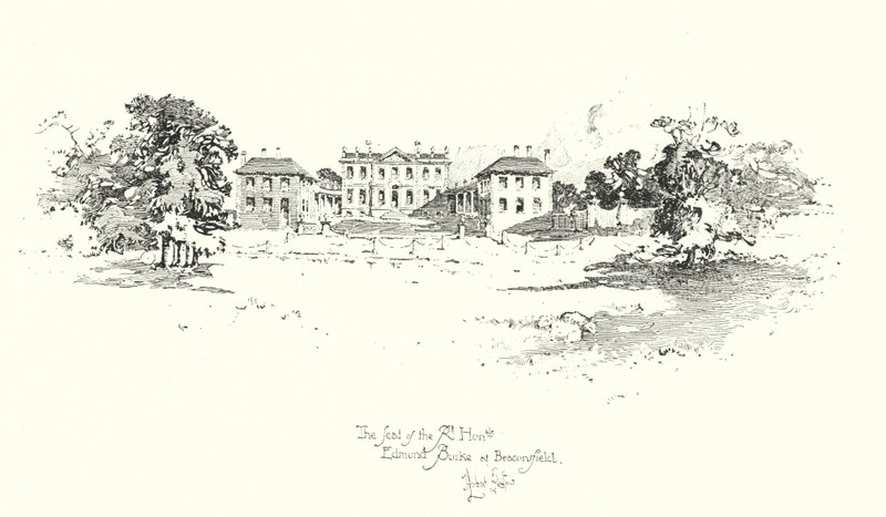 Sædet for Edmund Burke, Beaconsfield (litho) af Herbert (after) Railton