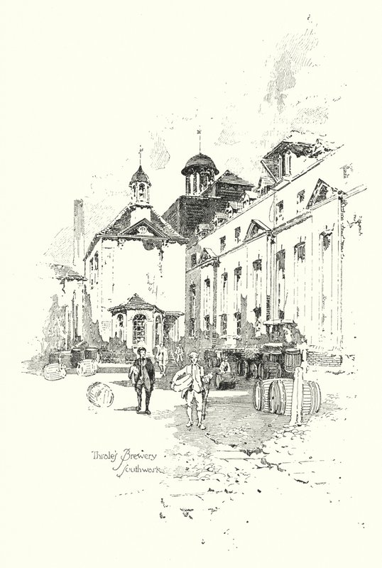 Thrales Brewery, Southwark, London (litho) af Herbert (after) Railton