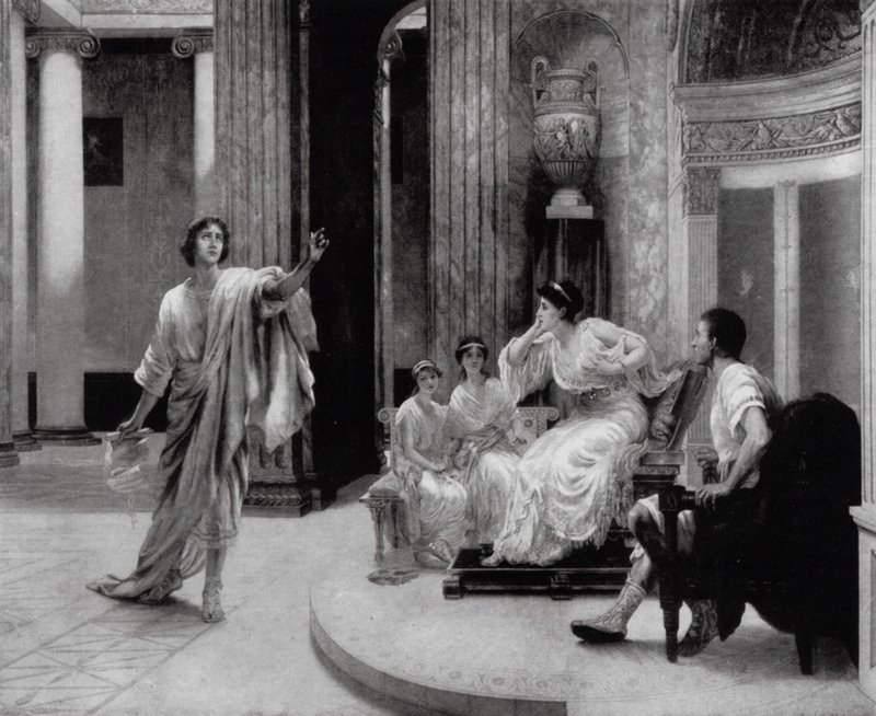 Den romerske digter Vergil erklærer kejserinde Octavia sin eleby ved hendes søn Marcellus død (litho) af Herbert (after) Sidney