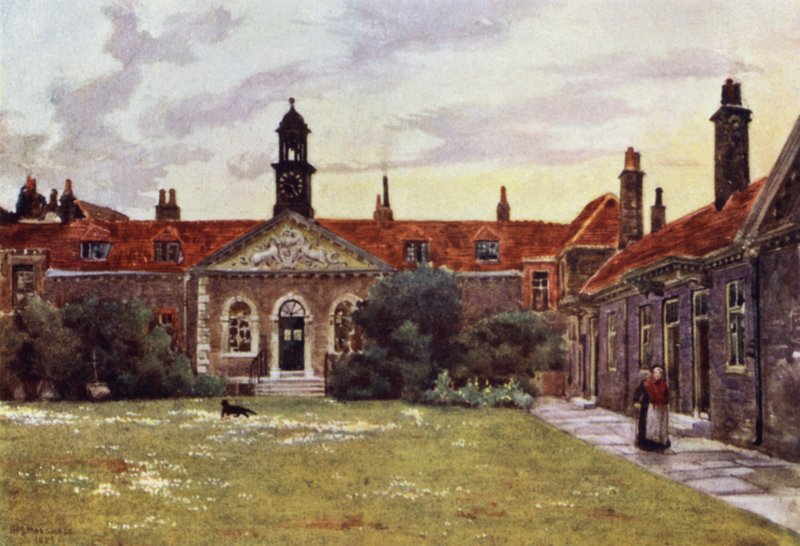 Emmanuel Hospital, Westminster (farve litho) af Herbert Menzies (after) Marshall
