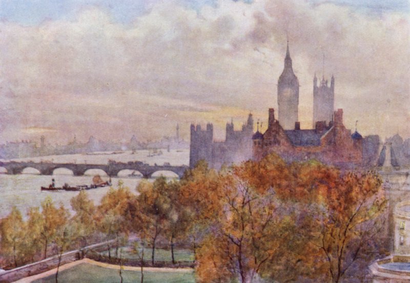 Fra Whitehall Court (farve litho) af Herbert Menzies (after) Marshall